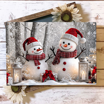 Shineful 2D Metal Sign Winter Forest Snowman Couple