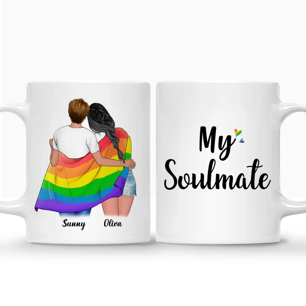 Glänzendes LGBT-Paar | W - Meine Seelenverwandte personalisierte Tasse