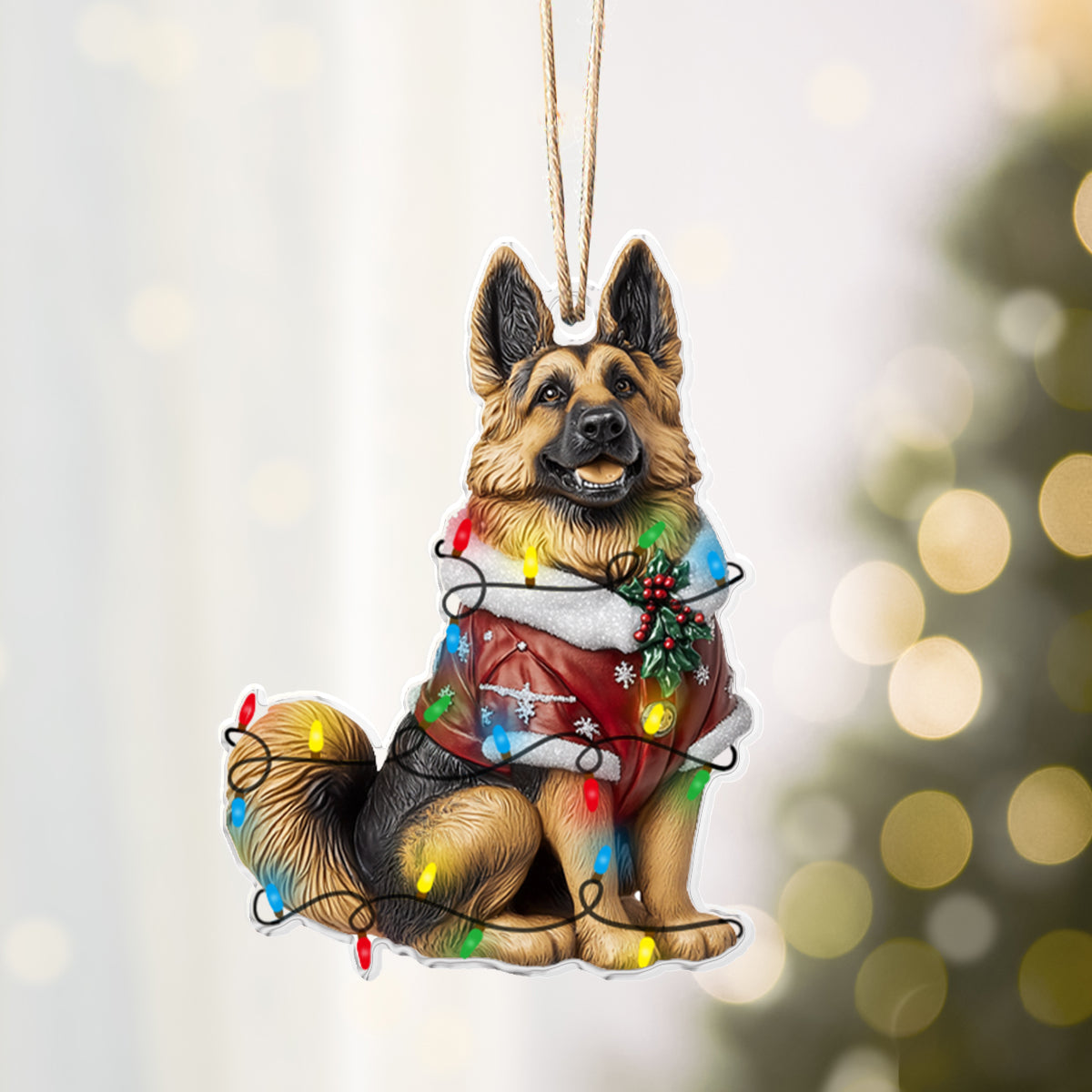 Shineful 2D Acrylic Ornament - Festive German Shepherd Collection