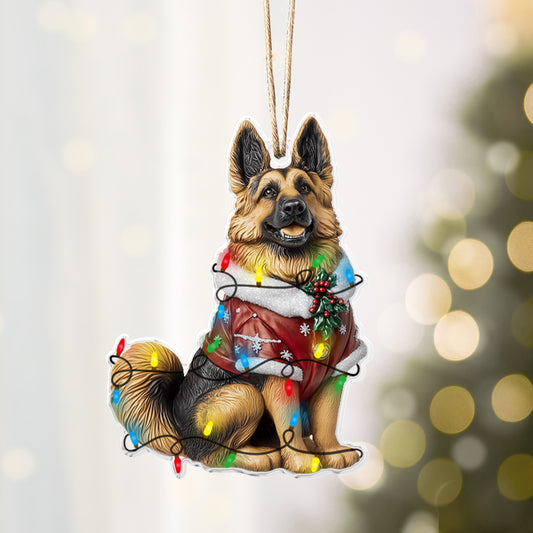 Glänzendes 2D-Ornament aus Acryl – Festliche Deutsche Schäferhund-Kollektion 