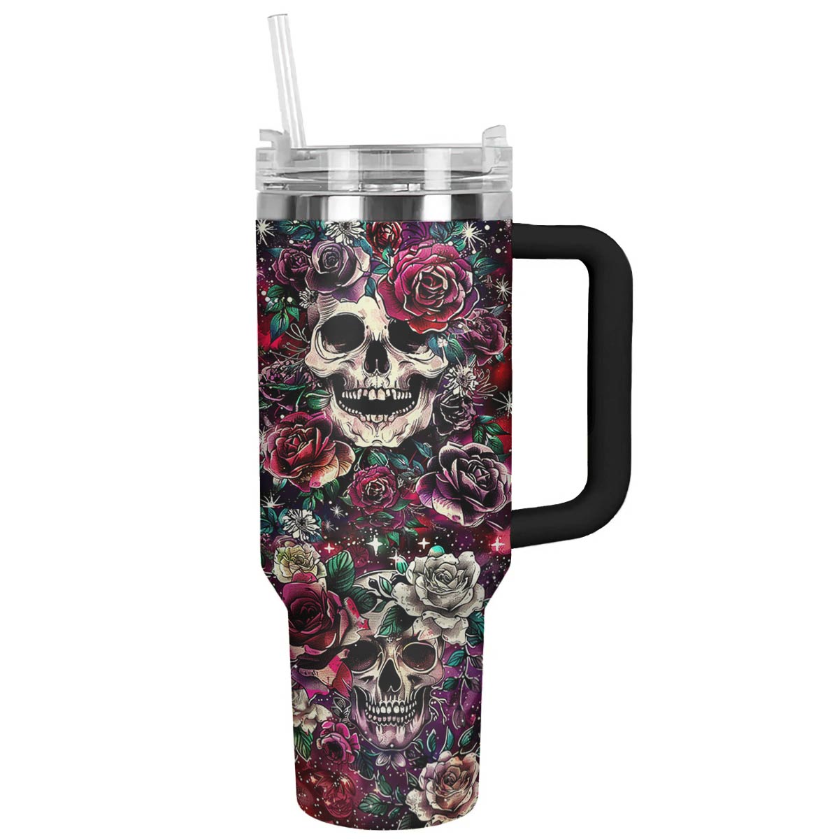 Shineful Glossy Tumbler Charming Rose Skull