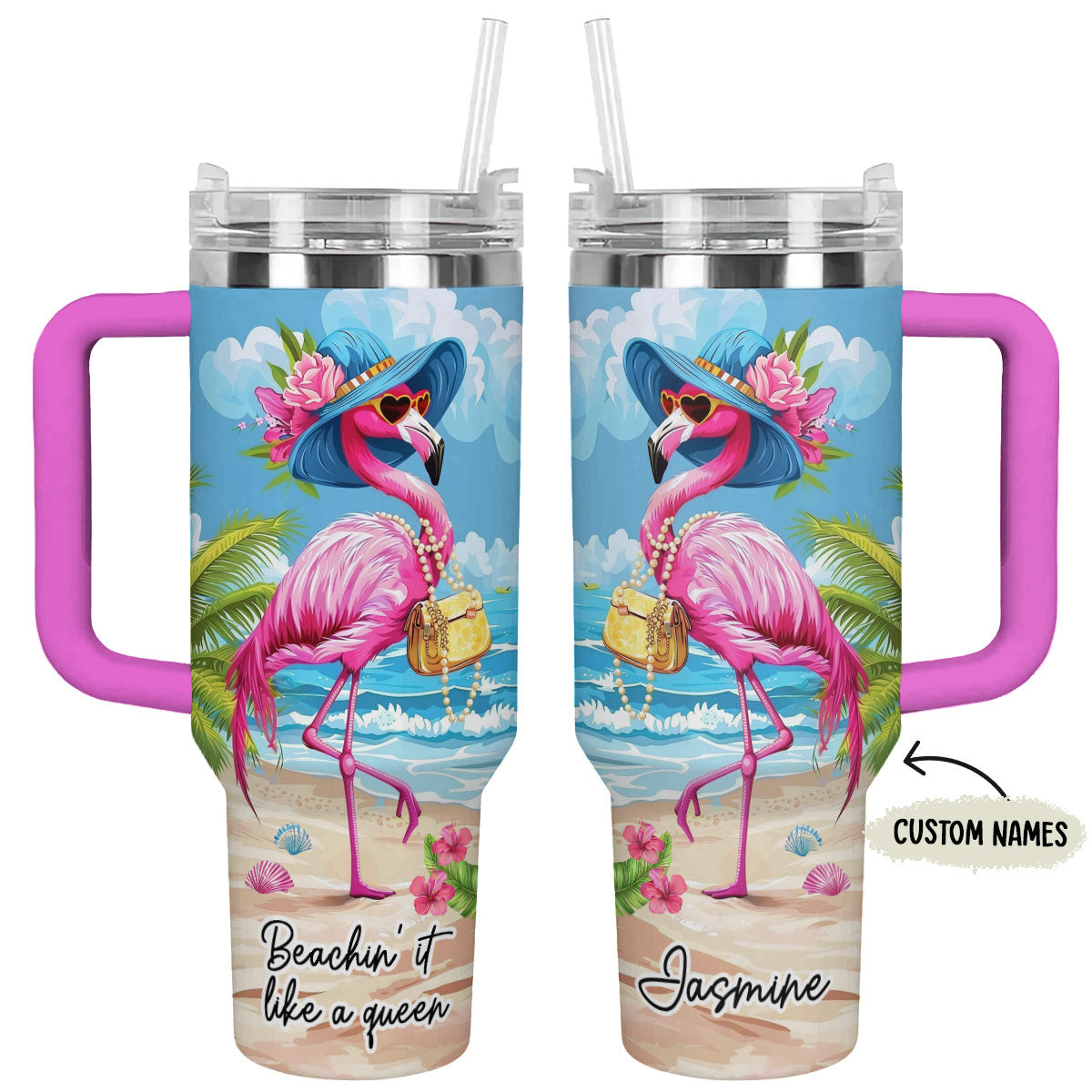 Shineful Tumbler Personalized Queen Flamingo