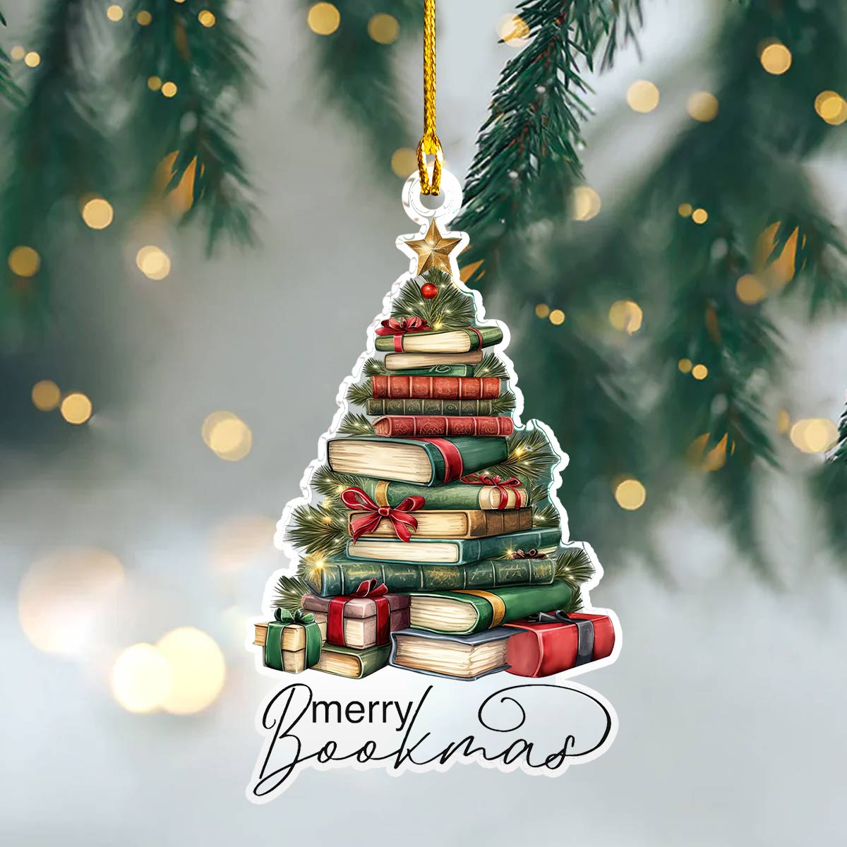 Shineful 2D Acrylic Ornament Merry Bookmas Tree