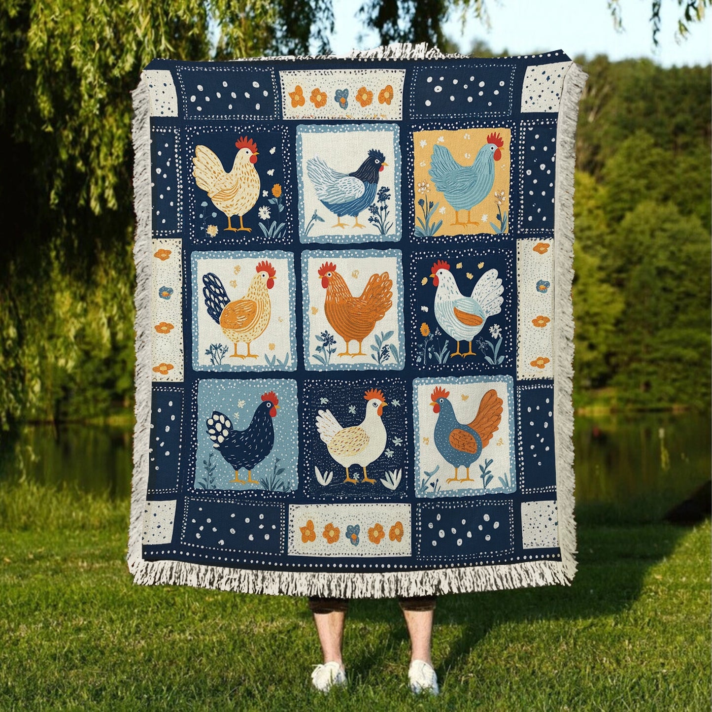 Shineful Woven Tapestry Throw Blanket Farmyard Friends