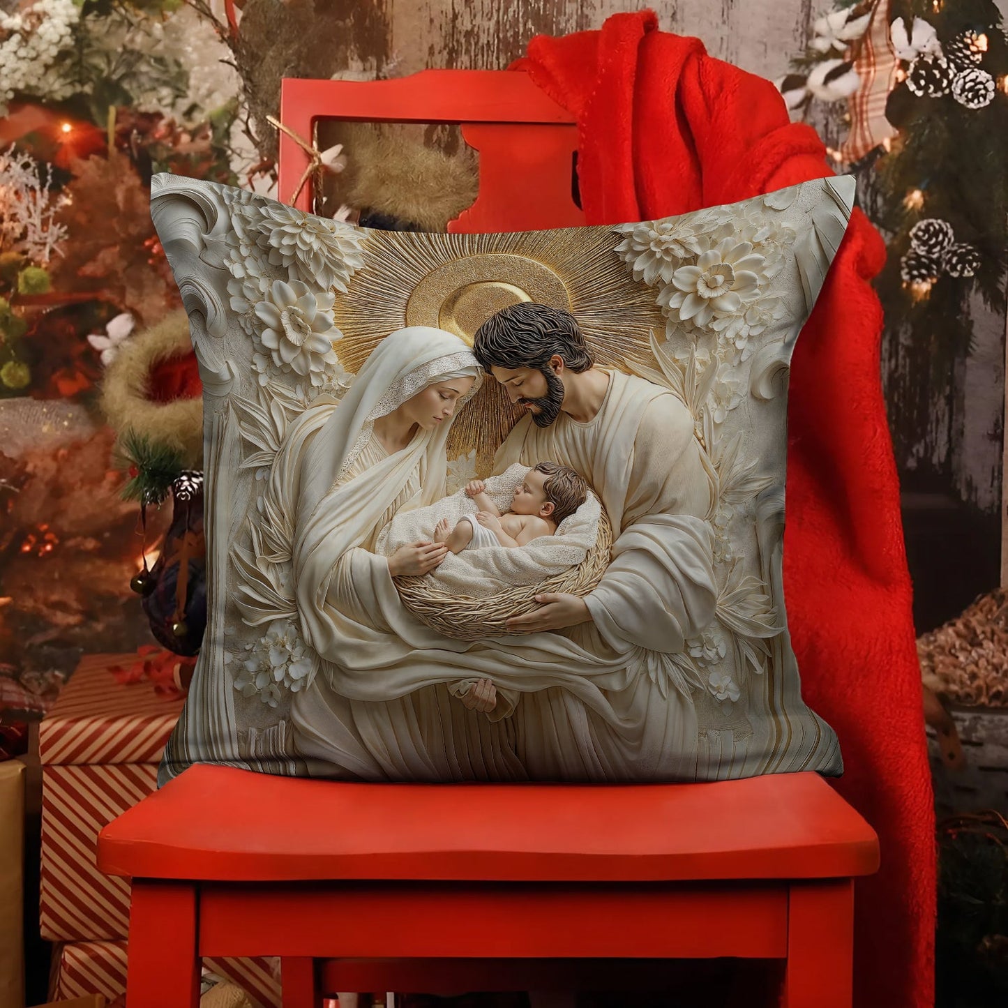 Shineful 2D Print Cushion Cover, Pillowcase, Pillows Covers - Holy Family