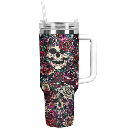 Glänzender, glänzender Becher Charming Rose Skull