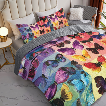 Shineful All Season Quilt 3-Piece Set - Butterfly Symphony