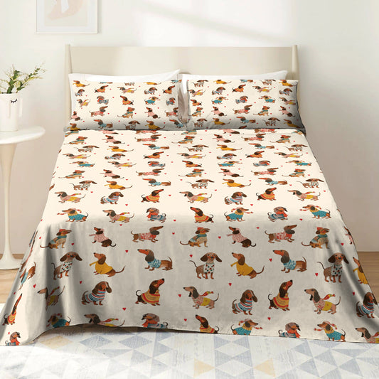 Shineful 4-Piece Bed Sheet Set Dachshund Fashion