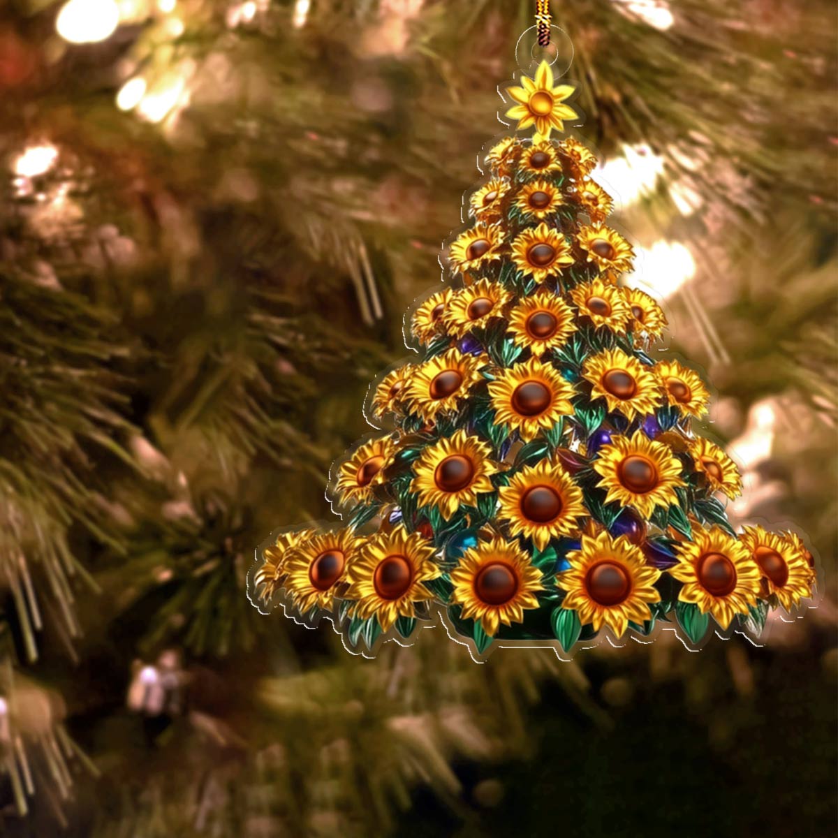 Shineful 2D Acrylic Ornament Gentle Christmas Tree Sunflowers