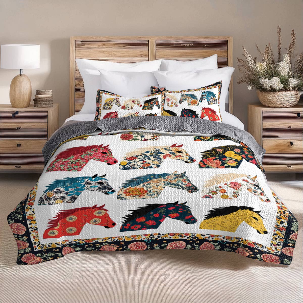 Shineful All Season Quilt 3-Piece Set Boho Stallion