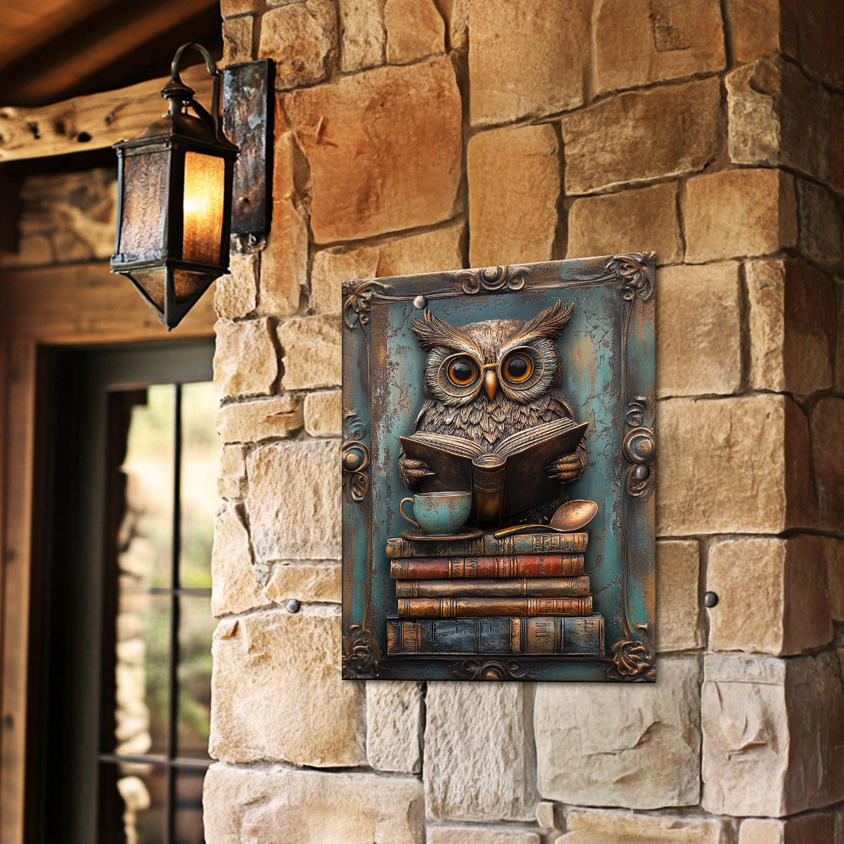 Shineful 2D Metal Sign The Wise Owl's Library