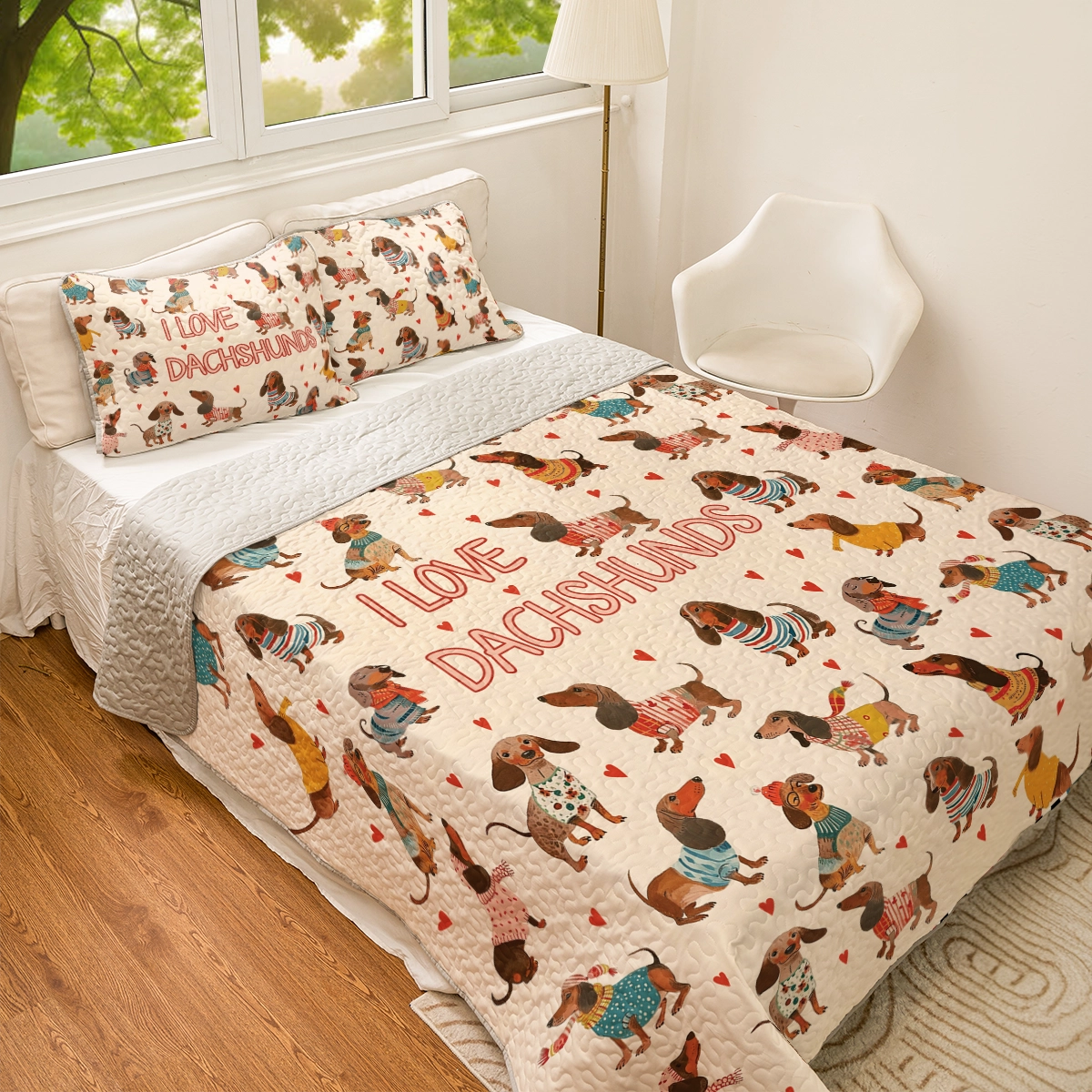 Shineful All Season Quilt 3-Piece Set Dachshund Lovely Delight