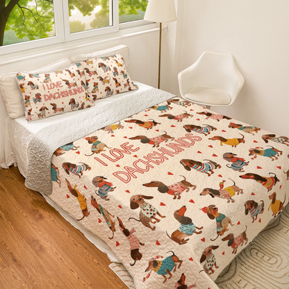 Shineful All Season Quilt 3-Piece Set Dachshund Lovely Delight