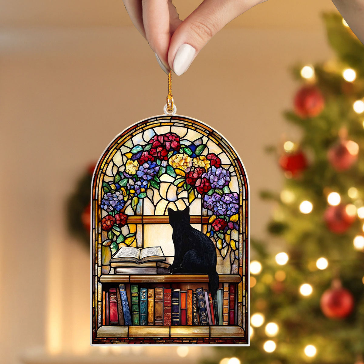 Shineful 2D Acrylic Ornament Reading Cat