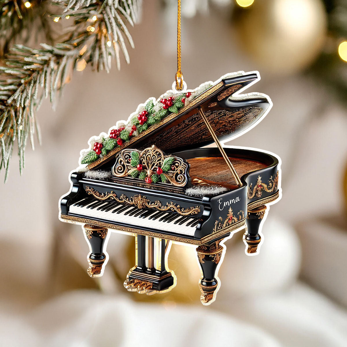 Shineful Personalized 2D Acrylic Ornament Grand Piano Holiday