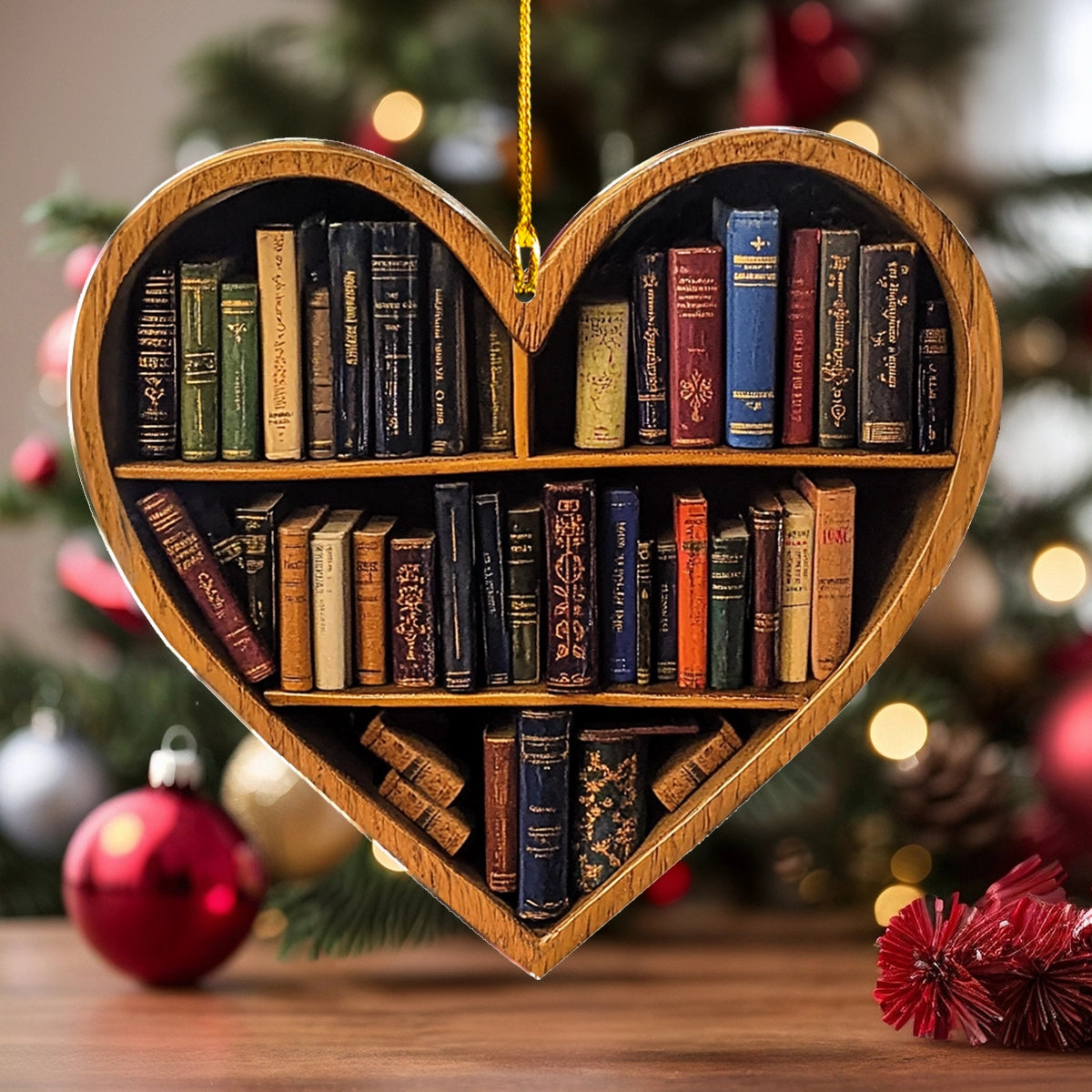 Shineful 2D Acrylic Ornament Reading Heartfelt Library