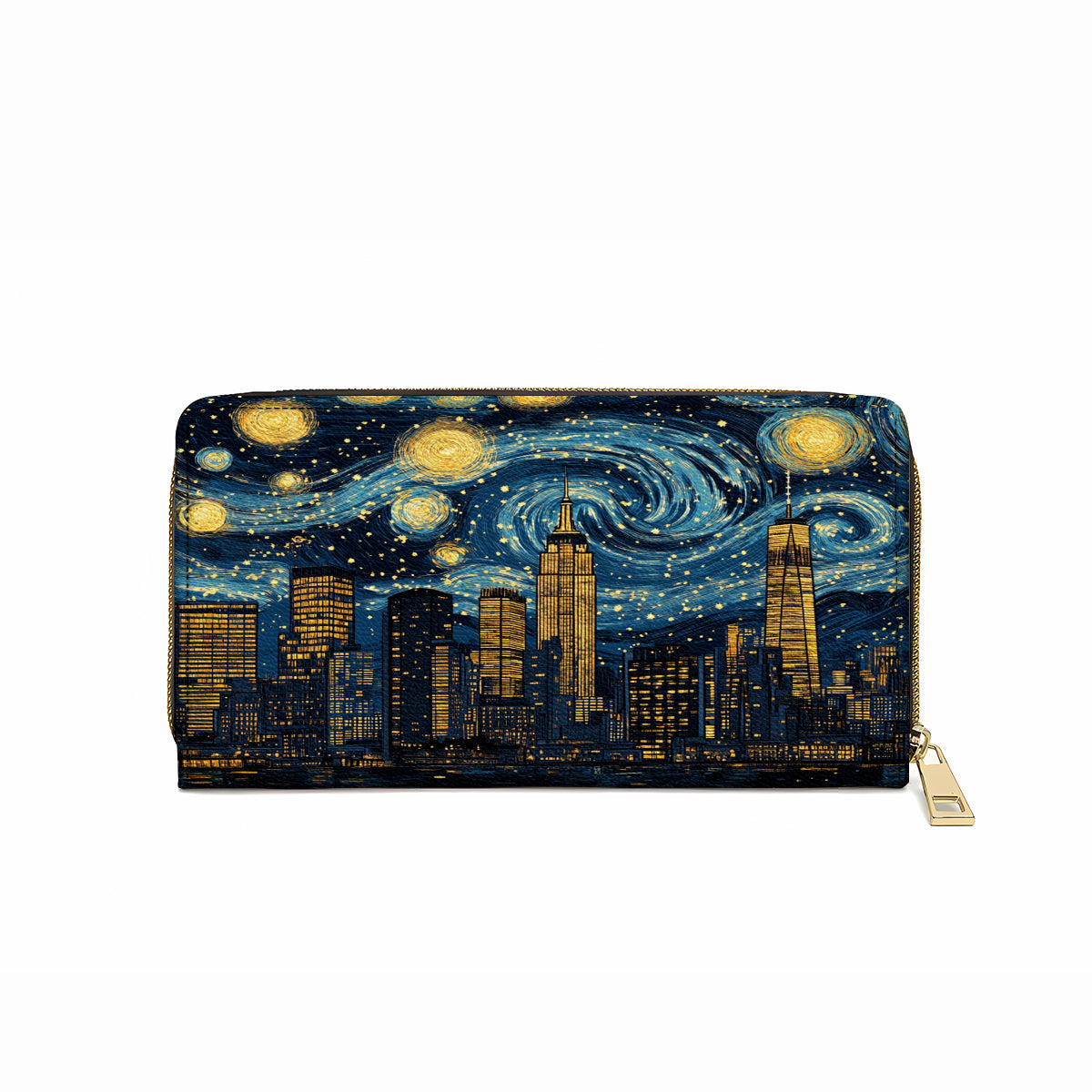 Shineful Leather Clutch Purse With Wristlet Strap Handle Starry Skyline