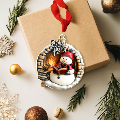 Shineful 2D Acrylic Ornament Books Are Worth Melting For Snowman Book Lover