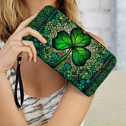 Shineful Leather Clutch Purse With Wristlet Strap Handle Celtic Charm