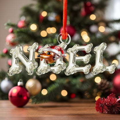 Shineful 2D Acrylic Ornament - Noel Dachshund Bone