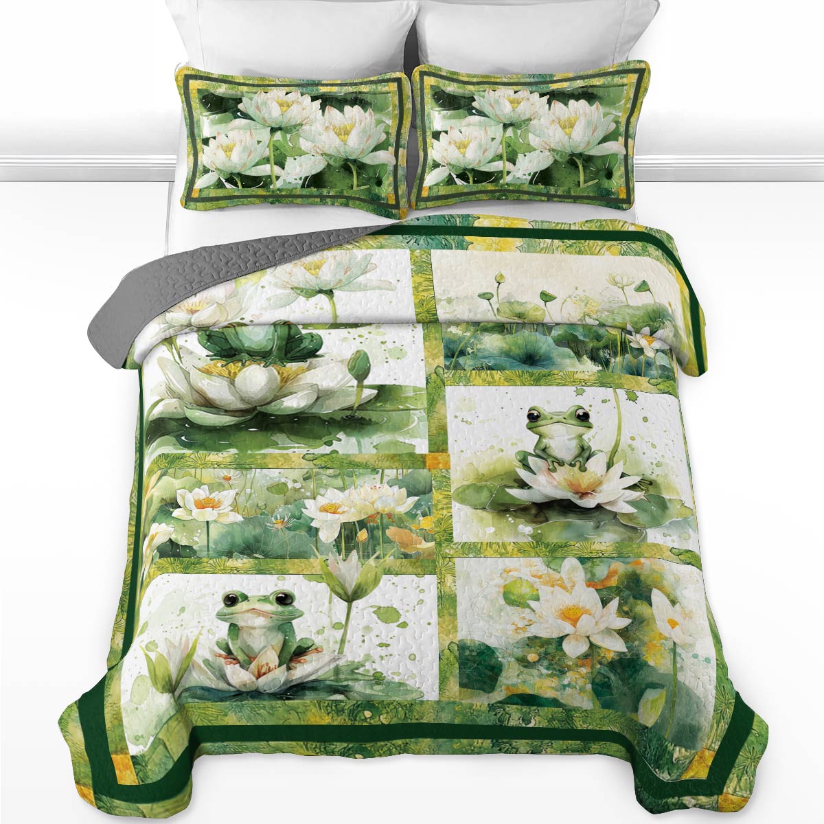 Shineful All Season Quilt 3-Piece Set Lily Pond Bliss