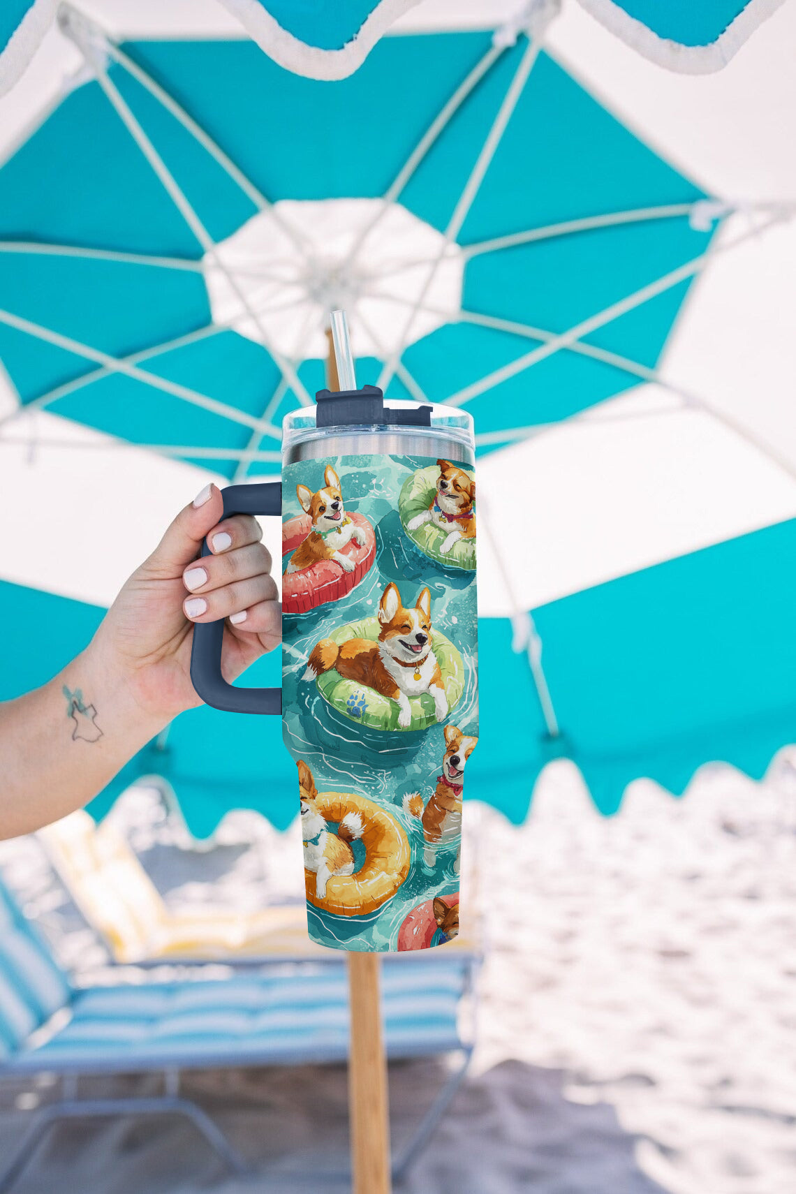 Shineful Tumbler Corgi Summer Holiday