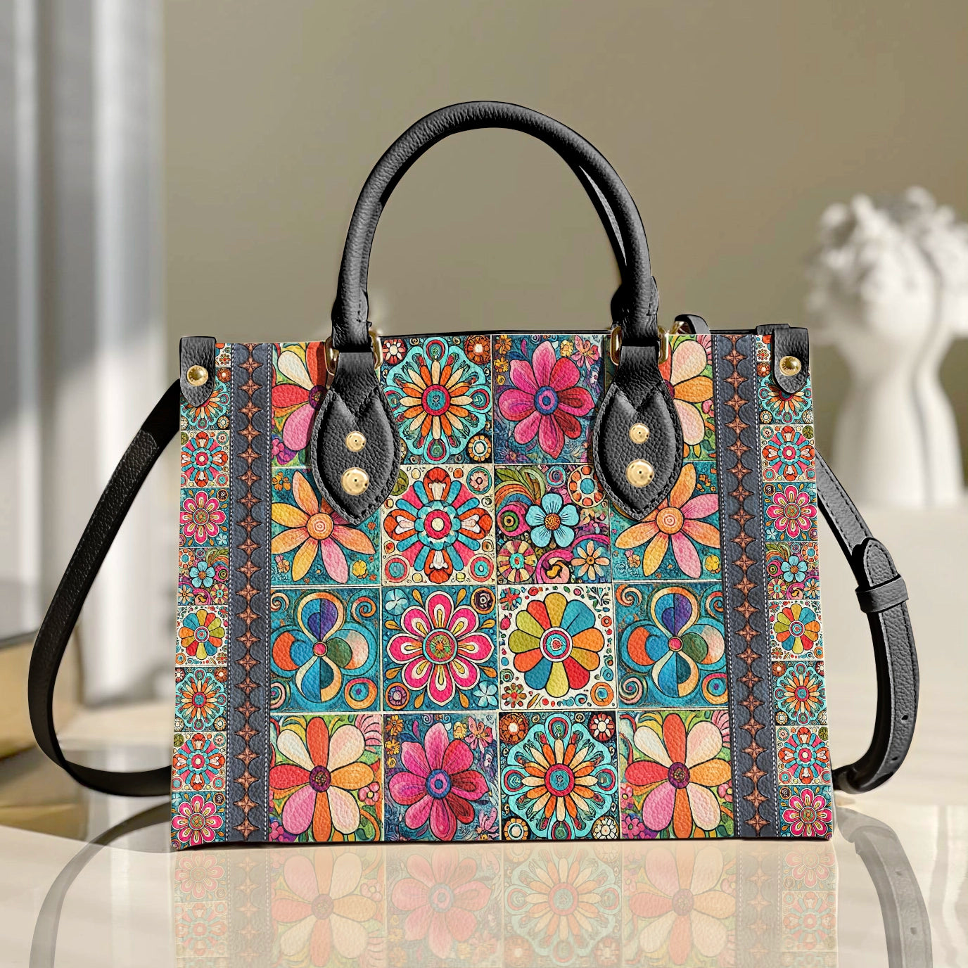 Shineful Leather Bag Hippie Groovy Garden