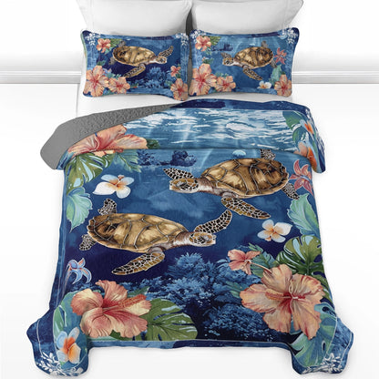 Shineful All Season Quilt 3-Piece Set Turtle Tranquility