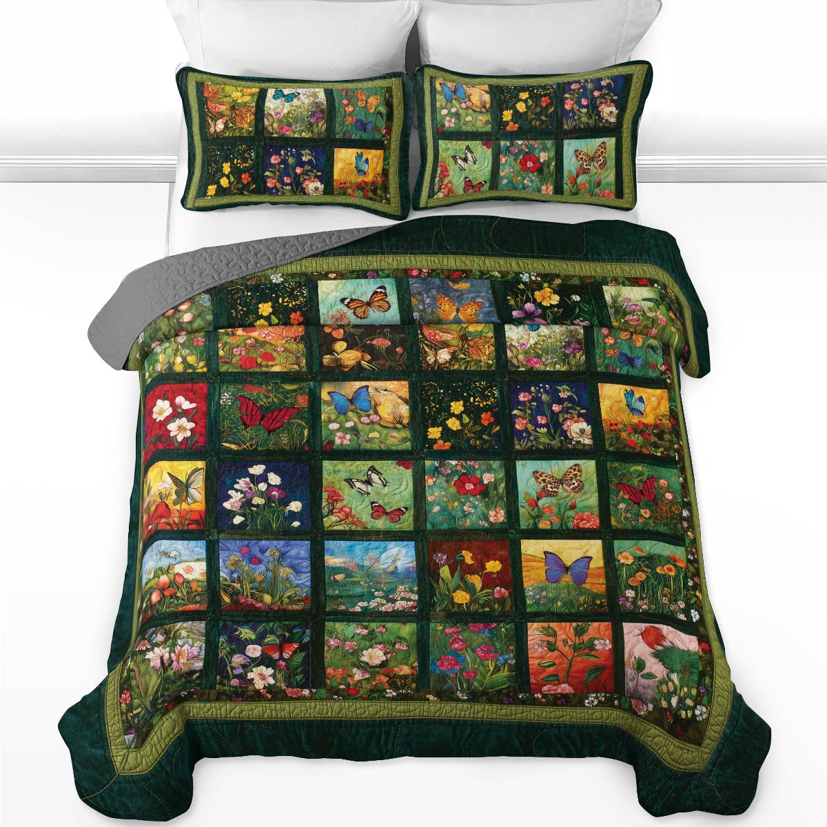 Shineful All Season Quilt 3-Piece Set Butterfly Garden