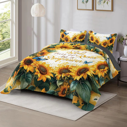 Shineful All Season Quilt 3-Piece Set - Butterfly Sunflower Serenity