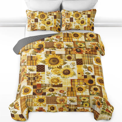 Shineful All Season Quilt 3-Piece Set Sunflower Radiant Bloom