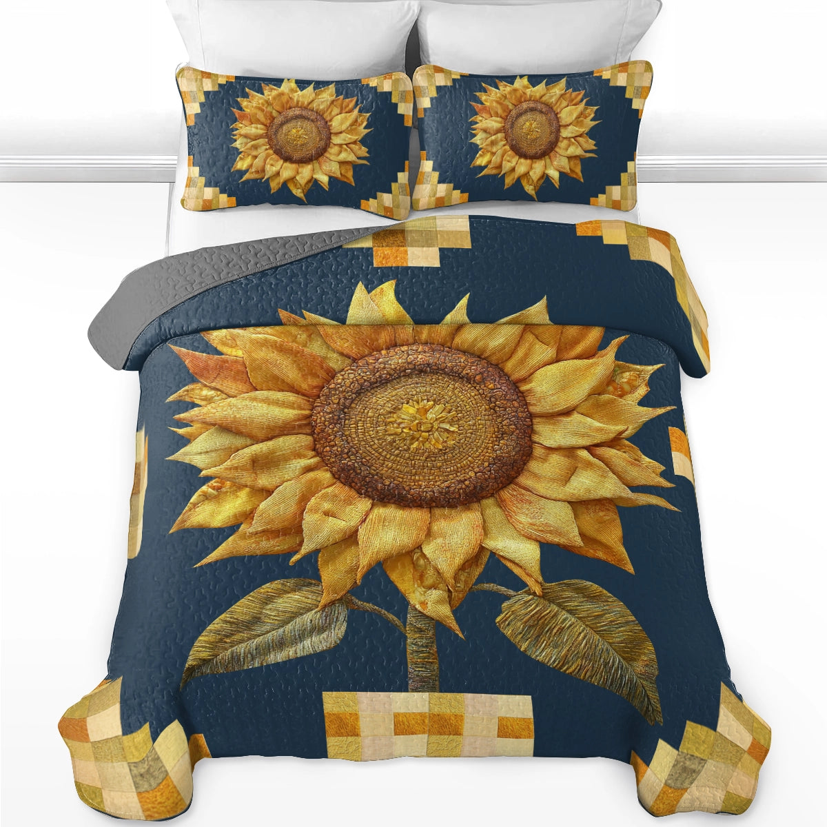 Shineful All Season Quilt 3-teiliges Set Midnight Sunflower