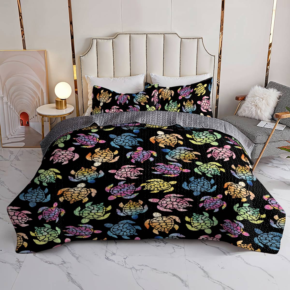 Shineful All Season Quilt 3-teiliges Set Bunte Schildkröte 