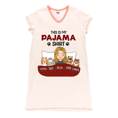 Pet Lovers - Pajama Shirt Version 3 Personalized Women’s V-Neck Nightshirts V-Neck Women’s