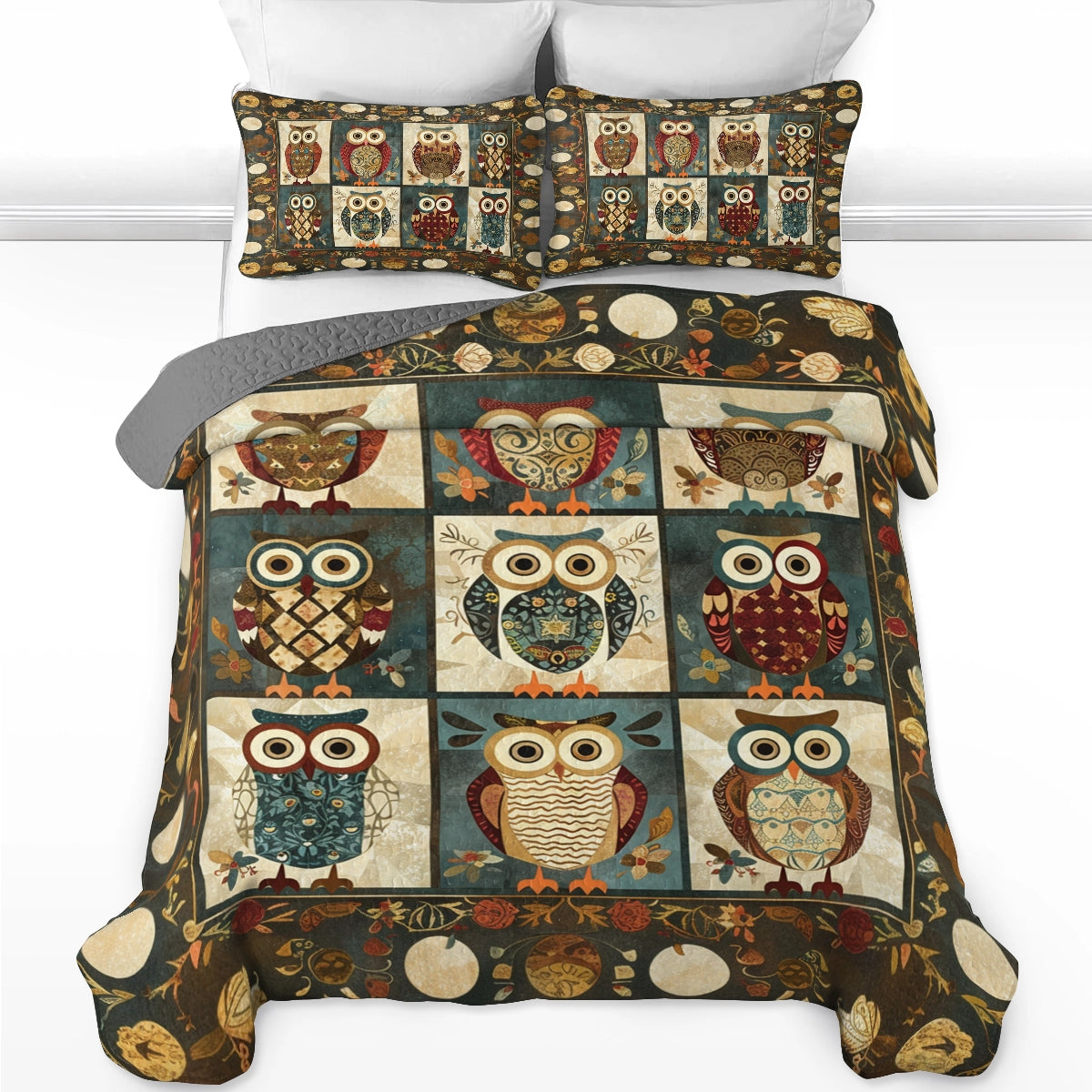 Shineful All Season Quilt 3-Piece Set Warmth Owl