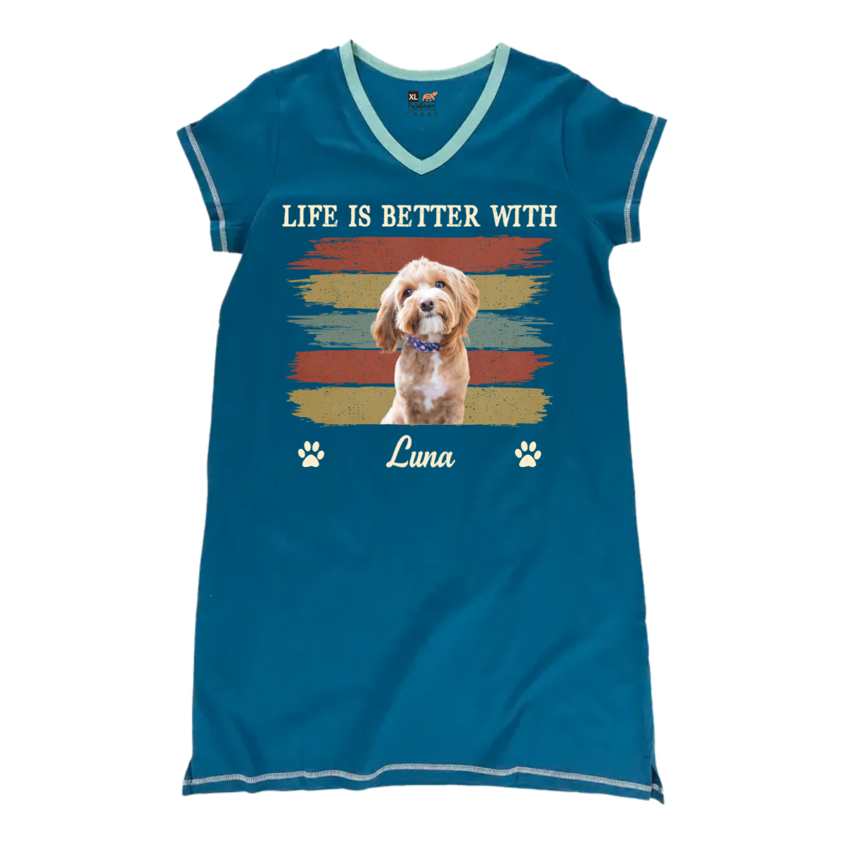 Dog Lovers - Better With Personalized Women’s V-Neck Nightshirts V-Neck Women’s Nightshirts