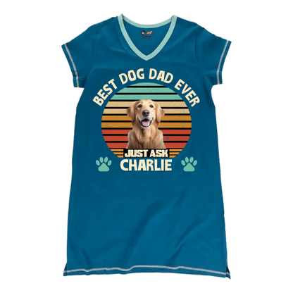 Dog Lovers - Best Mom/Dad Personalized Women’s V-Neck Nightshirts V-Neck Women’s Nightshirts