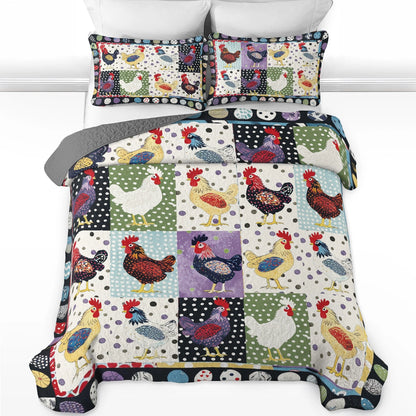 Shineful All Season Quilt 3-Piece Set Countryside Chicken