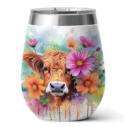 Highland Cow 12 Oz Shineful™ Floral 2 Nl09 12Oz Tumbler