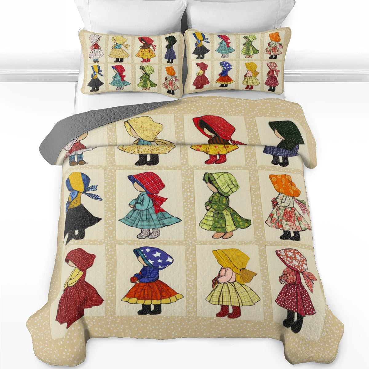 Shineful All Season Quilt 3-Piece Set Sunbonnet Sue Vintage Dreams 