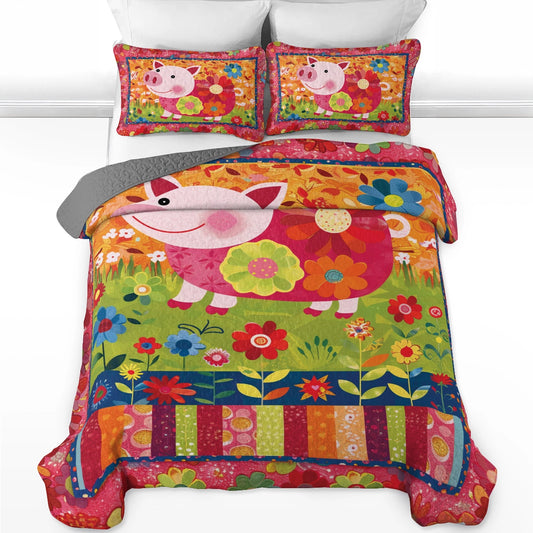 Shineful All Season Quilt 3-Piece Set Piggy Playtime