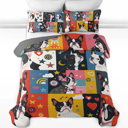 Shineful All Season Quilt 3-Piece Set Boston Terriers Bonanza