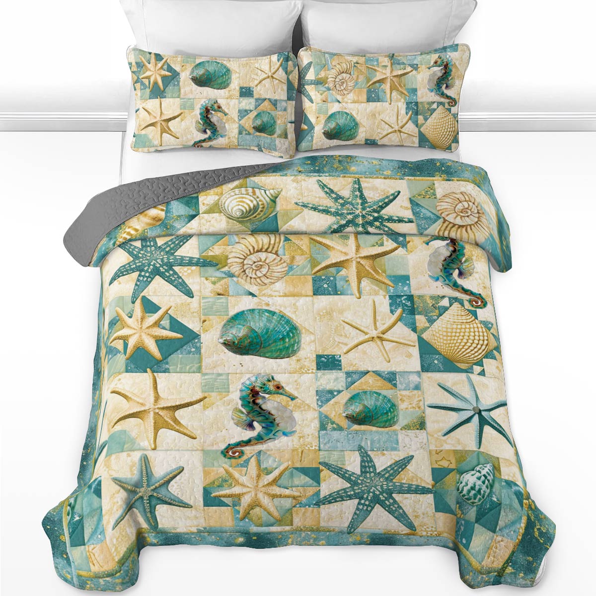 Shineful All Season Quilt 3-Piece Set Stars of the Sea