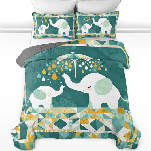 Ensemble de courtepointe toutes saisons Shineful 3 pièces Elephant Good Dream