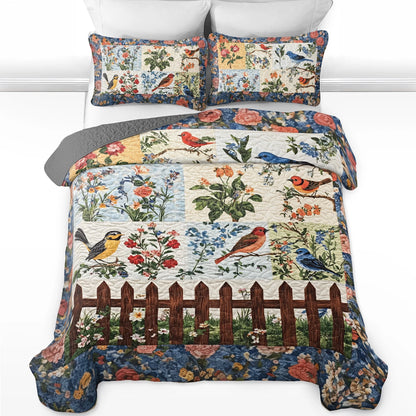 Shineful All Season Quilt 3-Piece Set Bird Garden Melody Blis