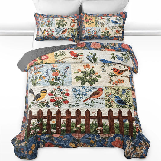 Shineful All Season Quilt 3-Piece Set Bird Garden Melody Blis