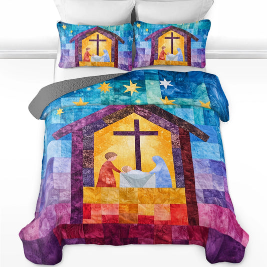 Shineful All Season Quilt 3-Piece Set God Nativity Glow