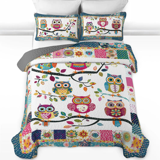 Shineful All Season Quilt 3-Piece Set Cheerful Owl