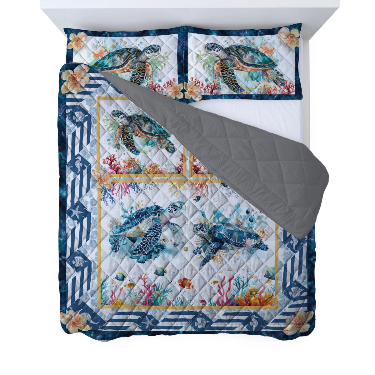 Shineful All Season Quilt 3-teiliges Set Serene Sea Turtle