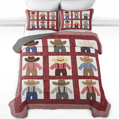 Shineful All Season Quilt 3-teiliges Set Cowboy Patchwork Ranch Kinder